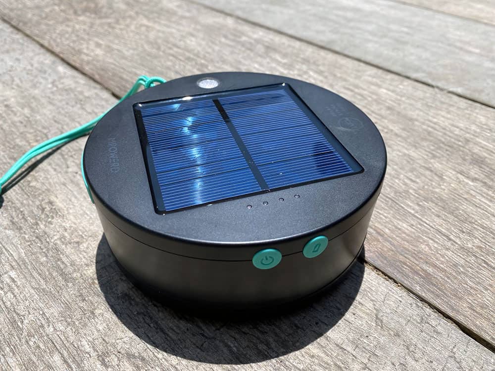Solar charging the Luci string lights - Copyright Rep The Wild