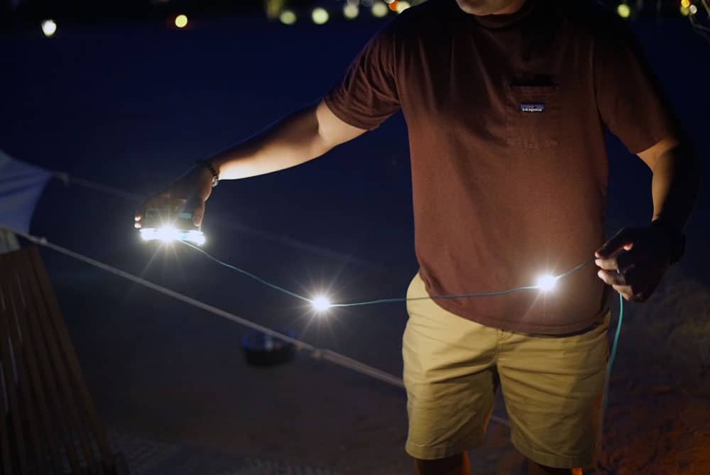 The MPOWERD Luci solar string lights at campsite in Joshua Tree - Copyright Rep The Wild