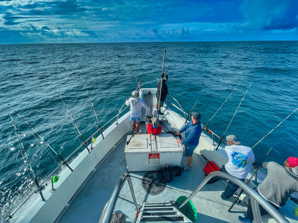 Anglers deep sea fishing