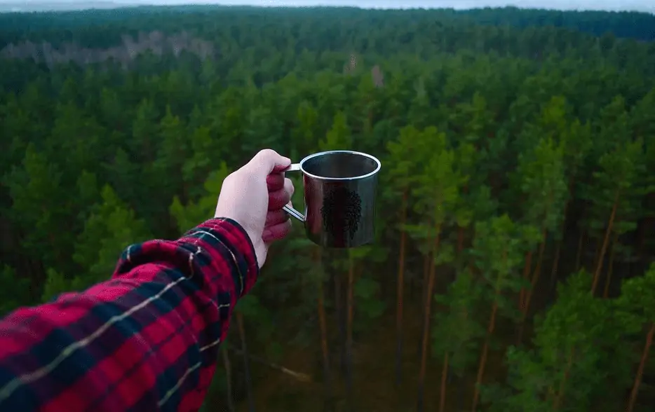 guy holding his cup of coffee
