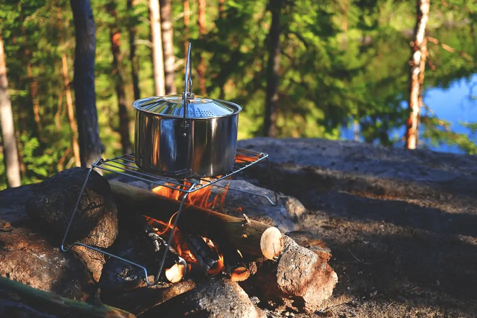 making instant coffee while camping