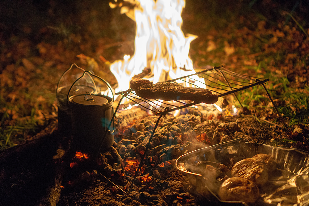 cooking at camp