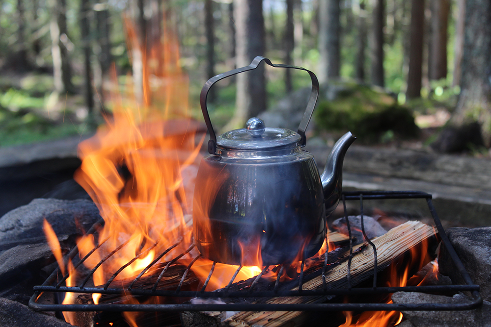 kettle over campfire