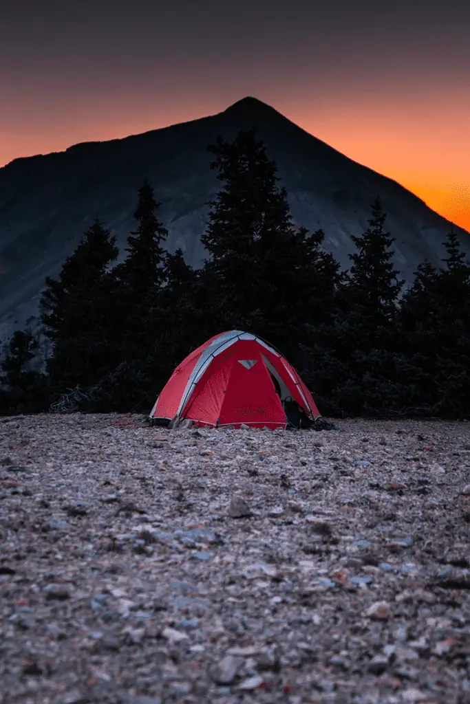 red tent camping outdoors