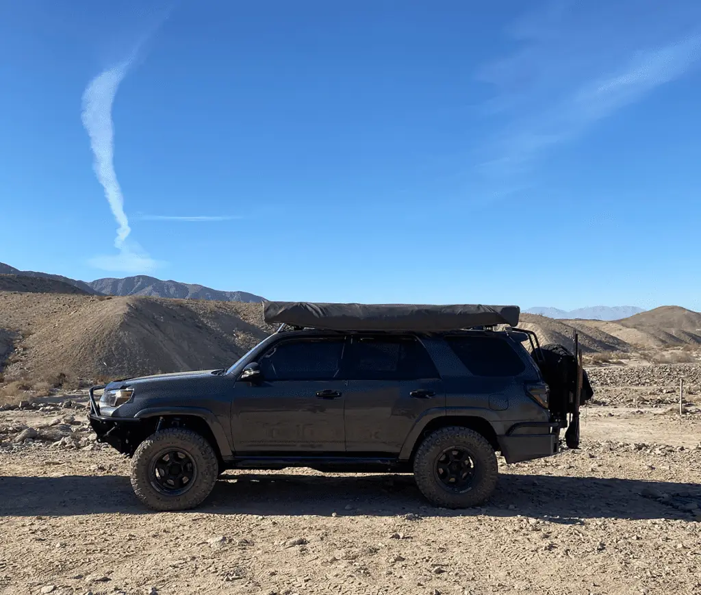 base camp in desert with 4runner