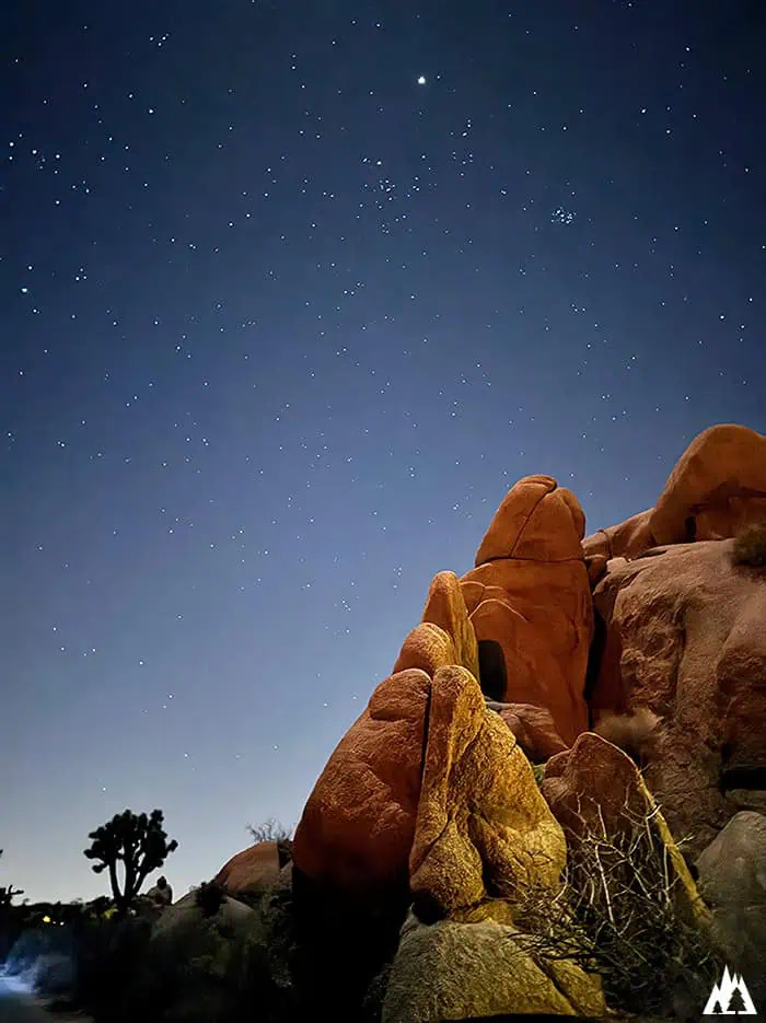 Night photography at Jumbo Rock Campground at Joshua Tree National Park